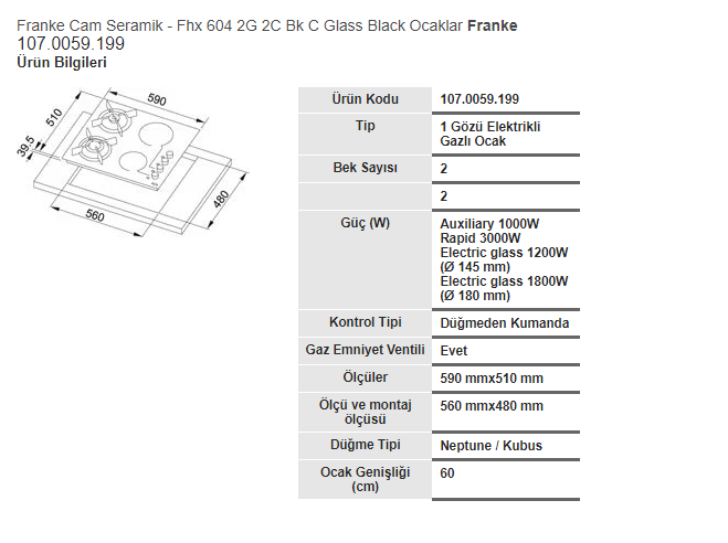 Franke Cam Seramik - Fhx 604 2G 2C Bk C Glass Black 107.0059.199